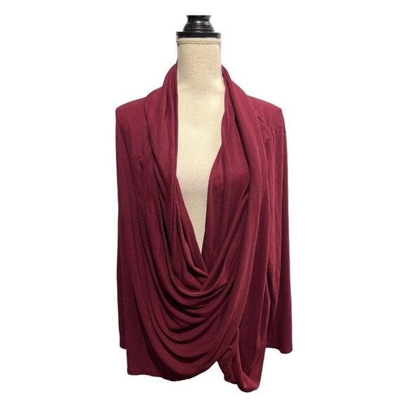 Pure Jill Womens XL Bordeaux Cardigan Multi-Way Wrap Sweater Open‎ Front Maroon - Picture 3 of 13